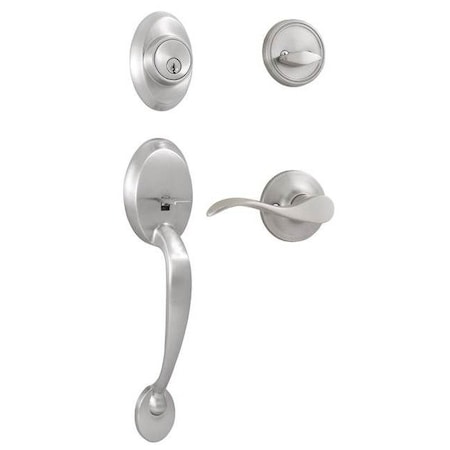 Weslock Hillcrest SGL CYL Handleset RH New Haven Trim Satin Nickel R2810-NXNFR2D